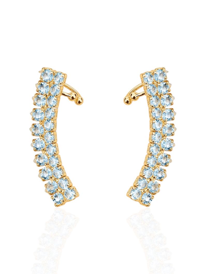 Brinco EarCuff Folheado a Ouro 18k e Prata Design Cravejado