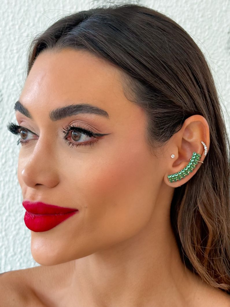 Brinco EarCuff Folheado a Ouro 18k e Prata Design Cravejado