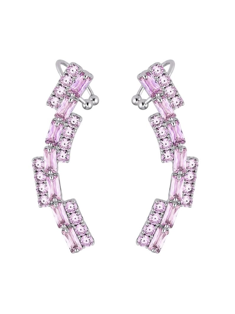 Brinco EarCuff Folheado a Ouro 18k e Prata Navetes e Cristais