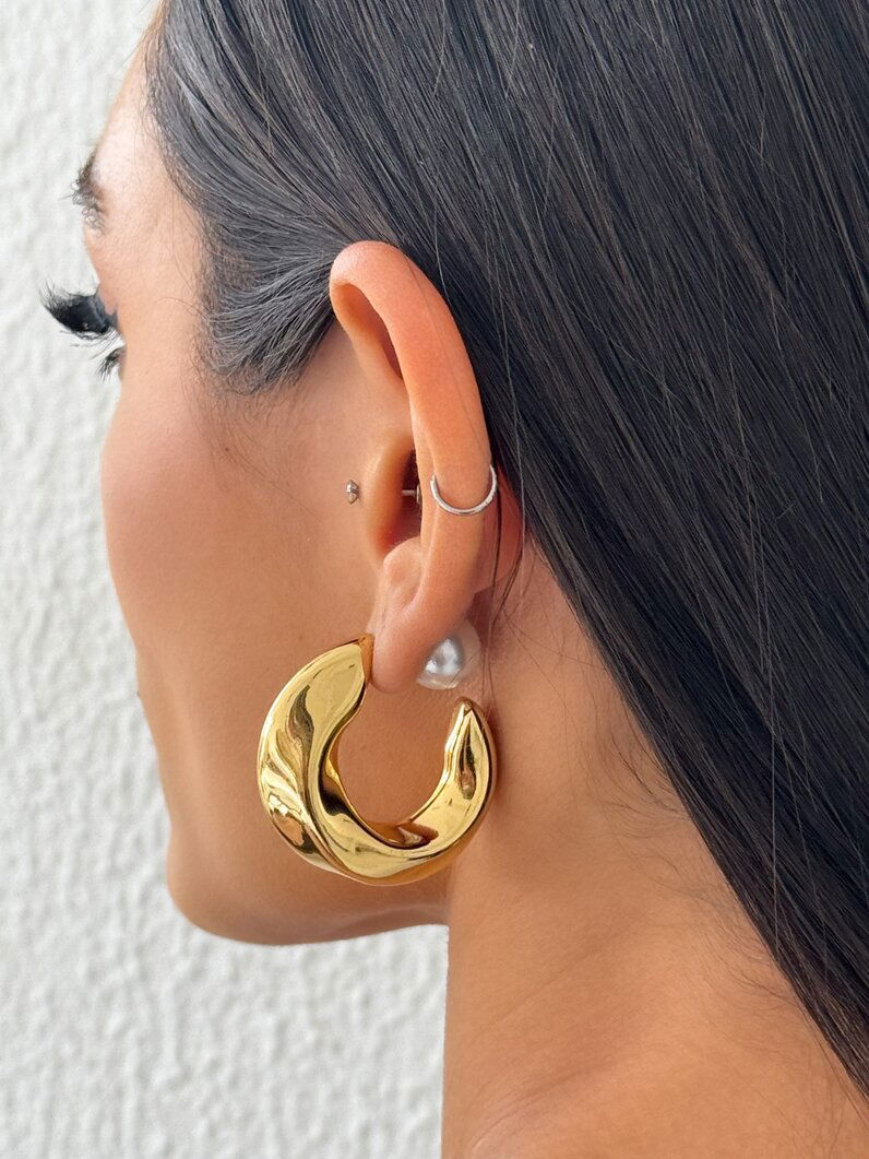Brinco Folhado a Ouro 18k Argola Metálica