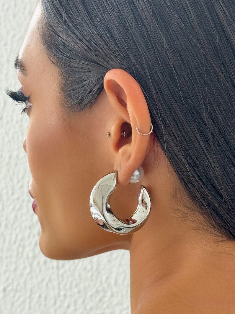 Brinco Folhado a Ouro 18k Argola Metálica