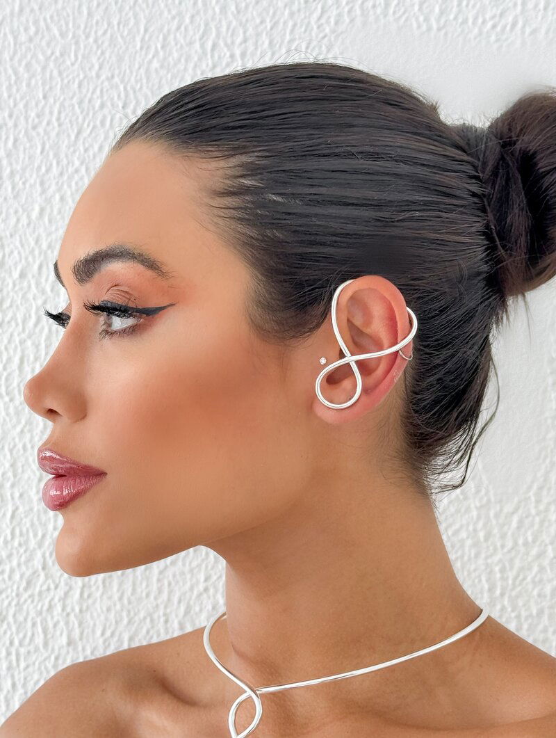 Brinco Folheado a Ouro 18 e Prata 925 Ear Cuff Dois Fios