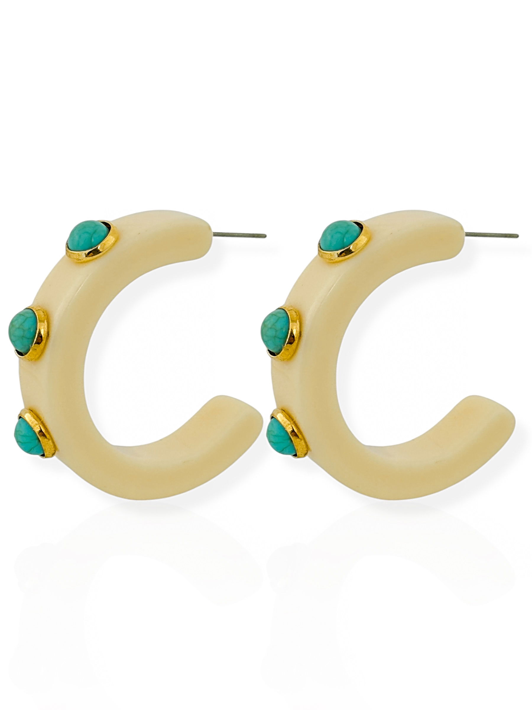 Brinco Folheado a Ouro 18k Argola com Pedras Naturais G