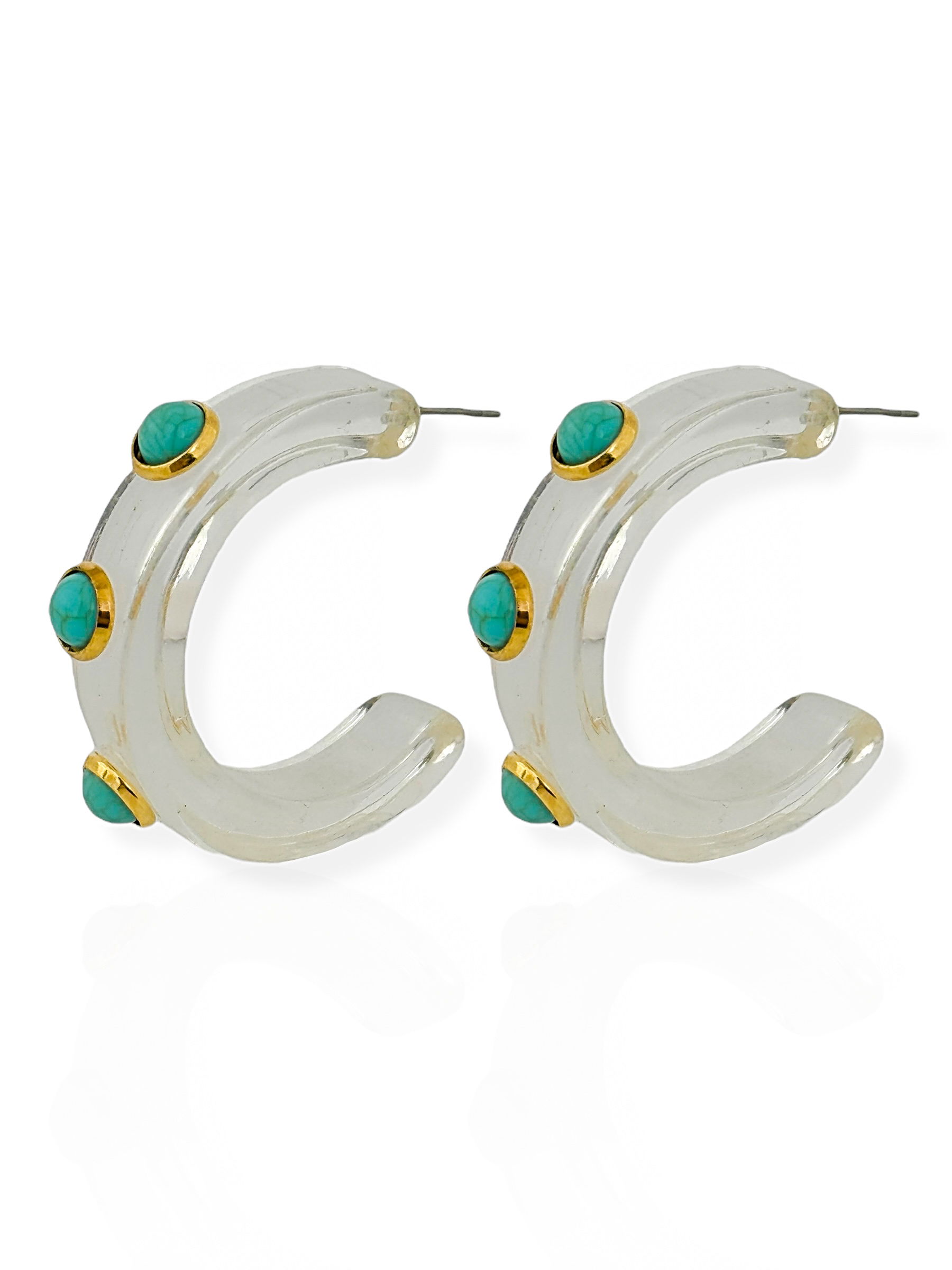 Brinco Folheado a Ouro 18k Argola com Pedras Naturais G