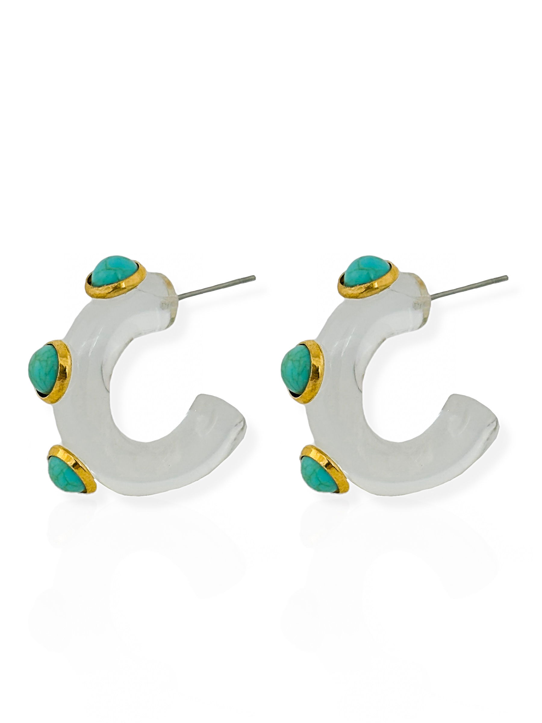 Brinco Folheado a Ouro 18k Argola com Pedras Naturais M