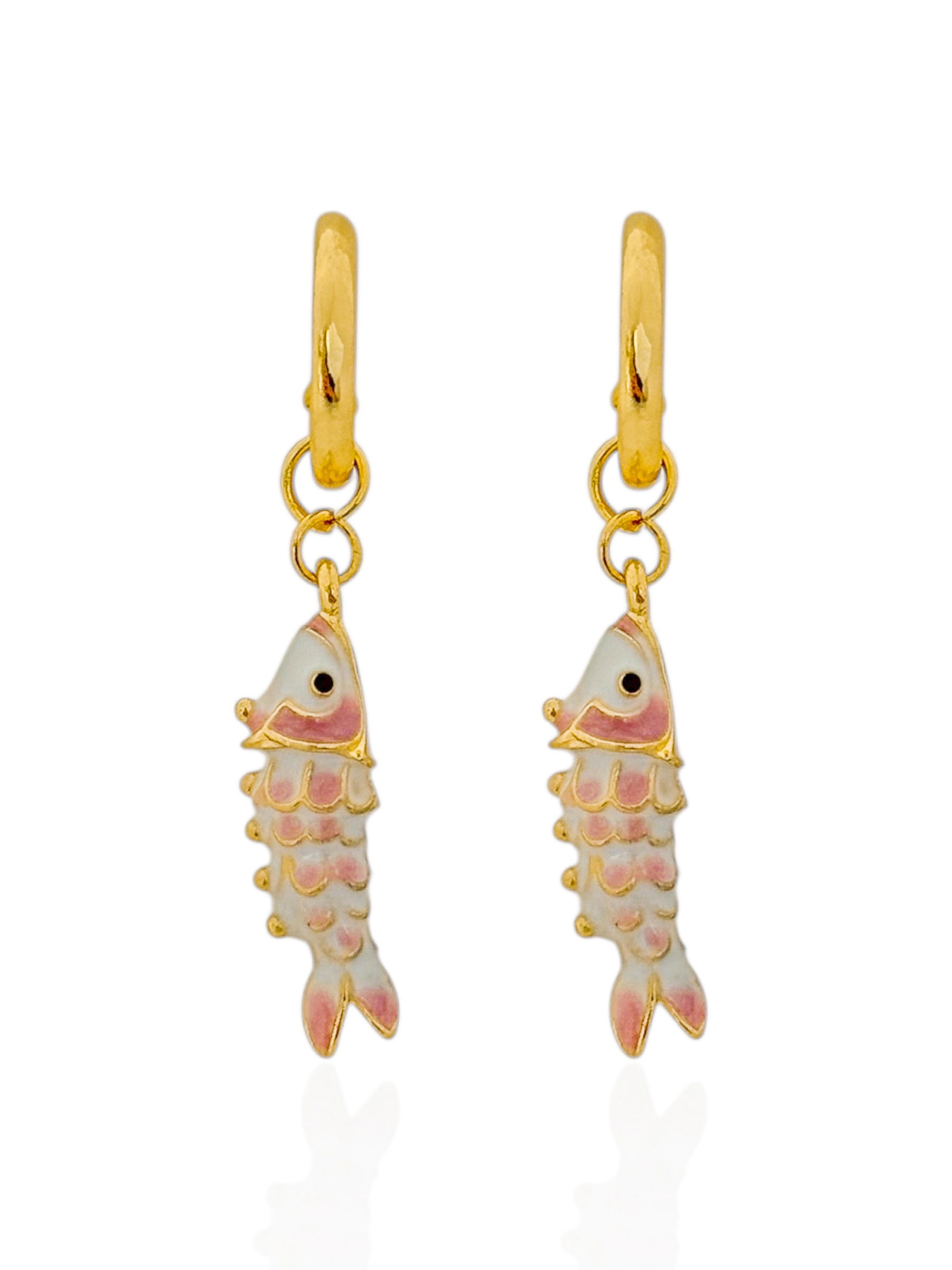 Brinco Folheado a Ouro 18k Argola Com Peixe