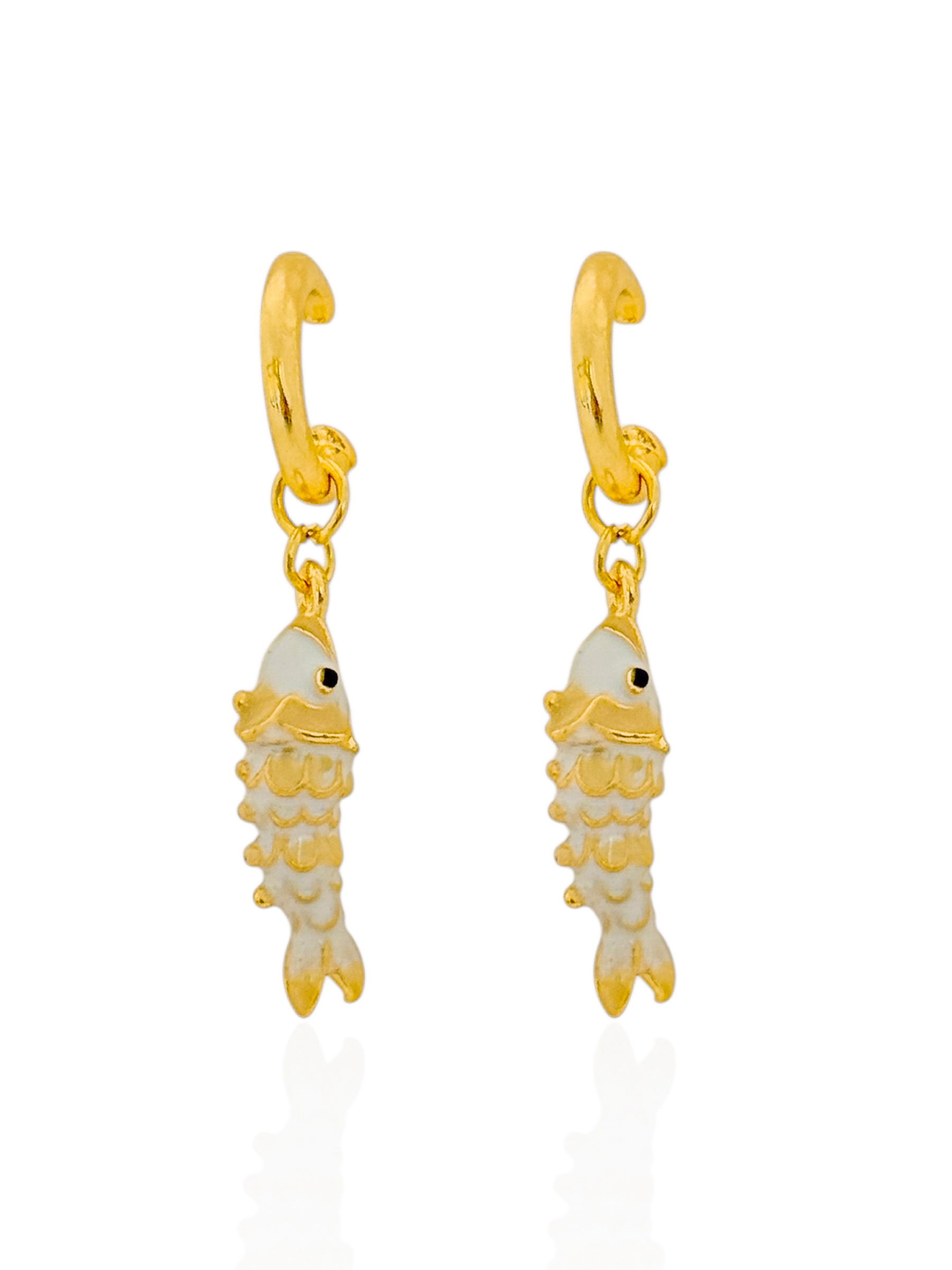 Brinco Folheado a Ouro 18k Argola Com Peixe