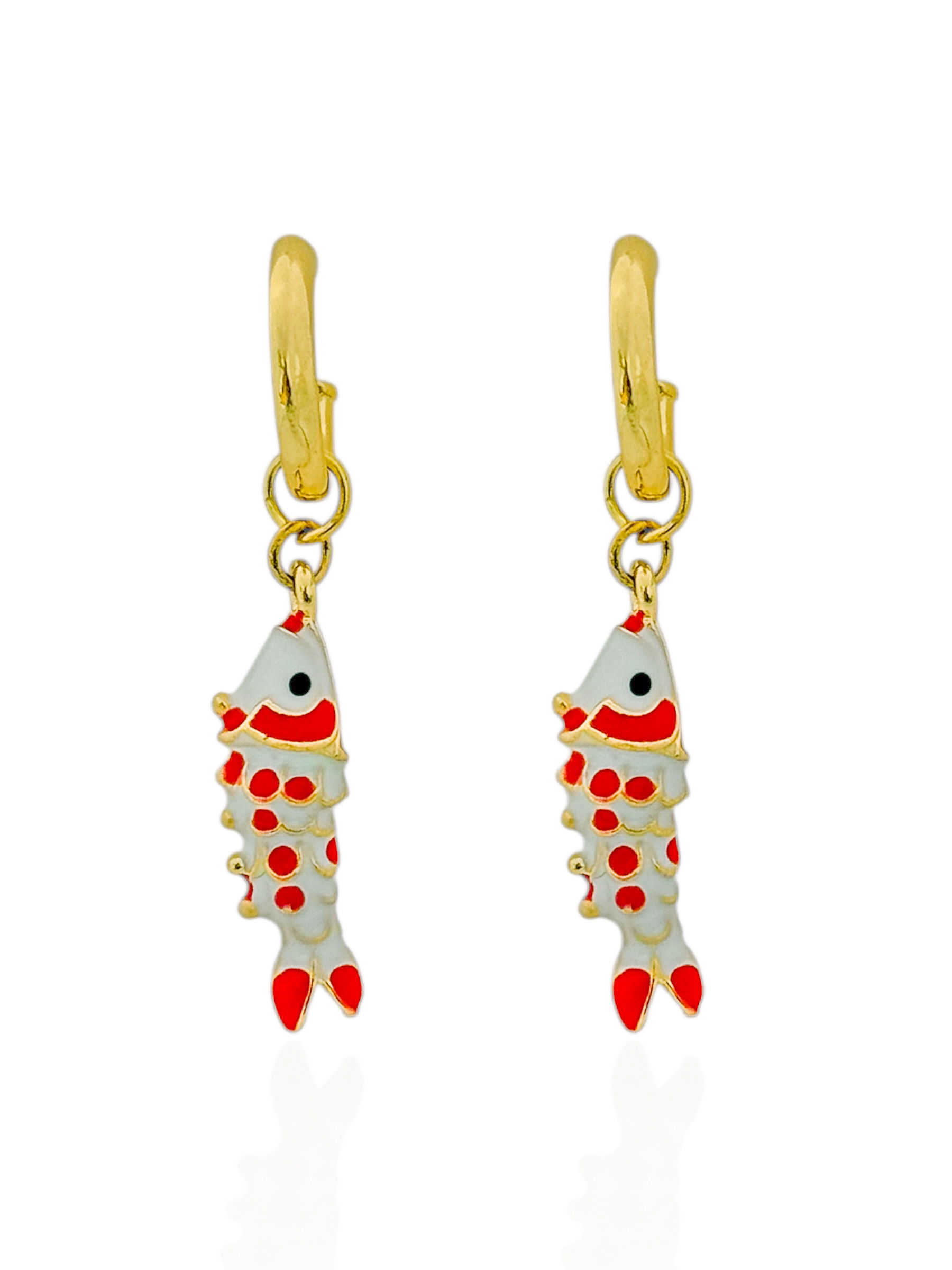Brinco Folheado a Ouro 18k Argola Com Peixe