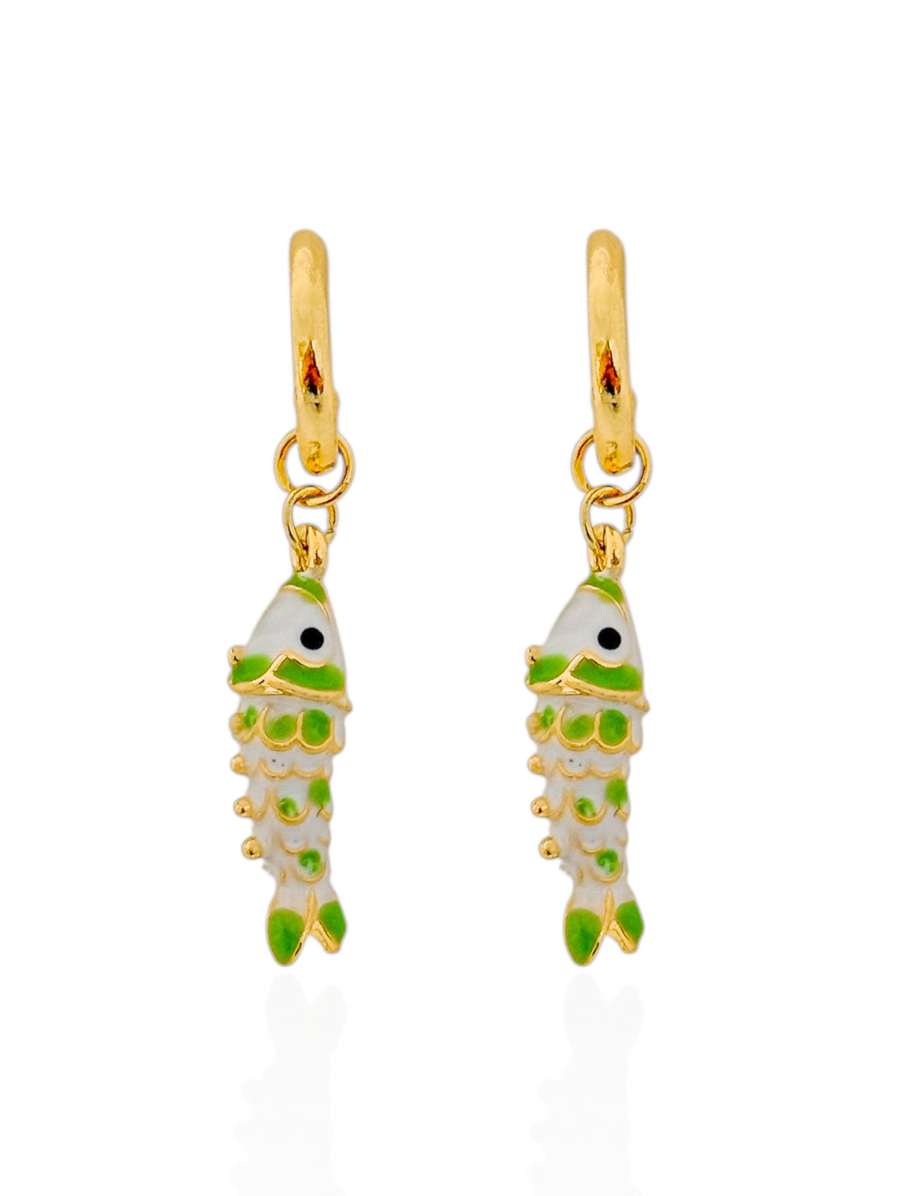 Brinco Folheado a Ouro 18k Argola Com Peixe