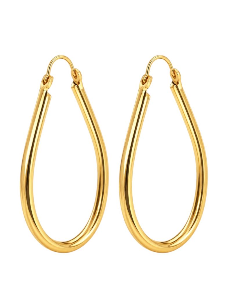 Brinco Folheado a Ouro 18k Argola Gota Fio Liso