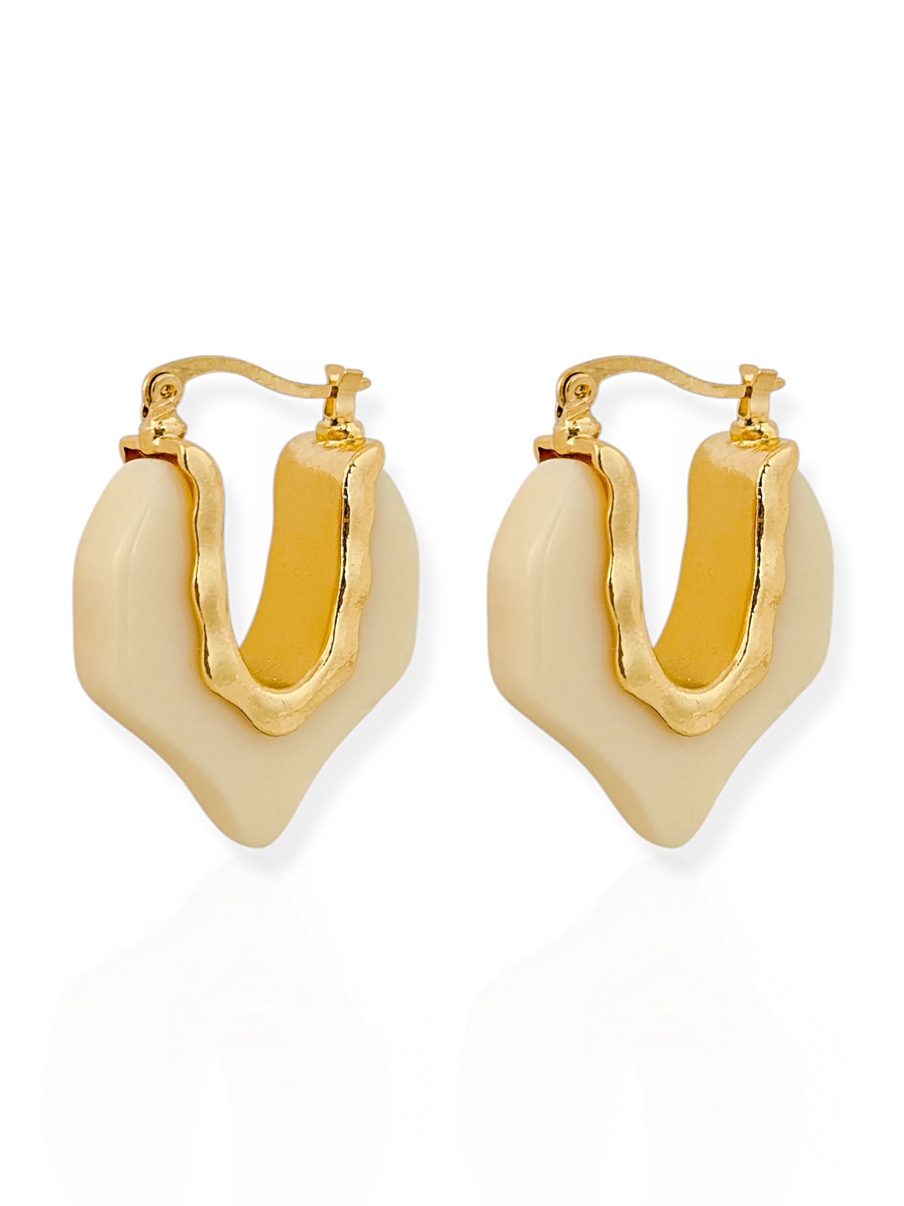 Brinco Folheado a Ouro 18k Argola Orgânica Resinada