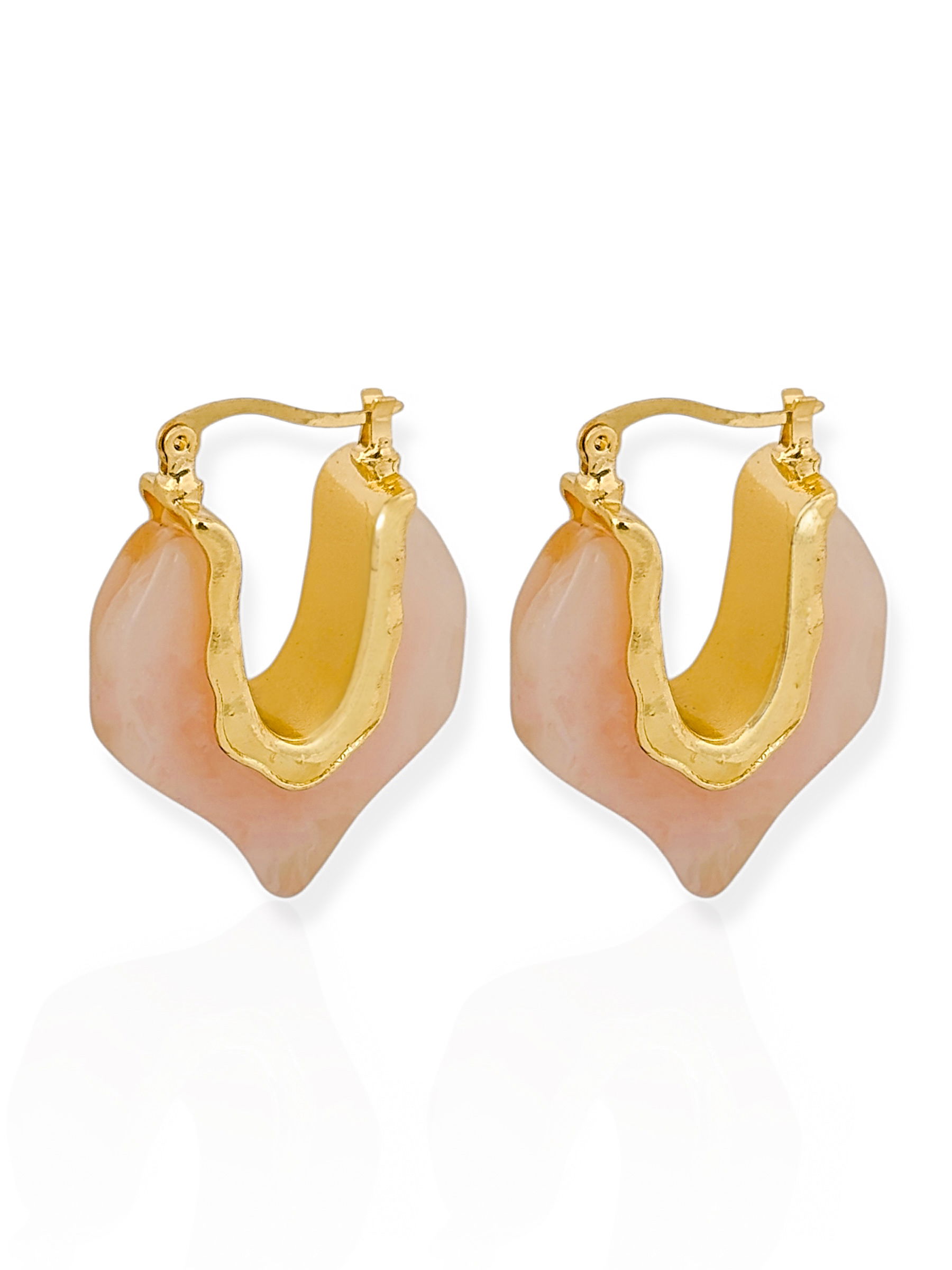 Brinco Folheado a Ouro 18k Argola Orgânica Resinada