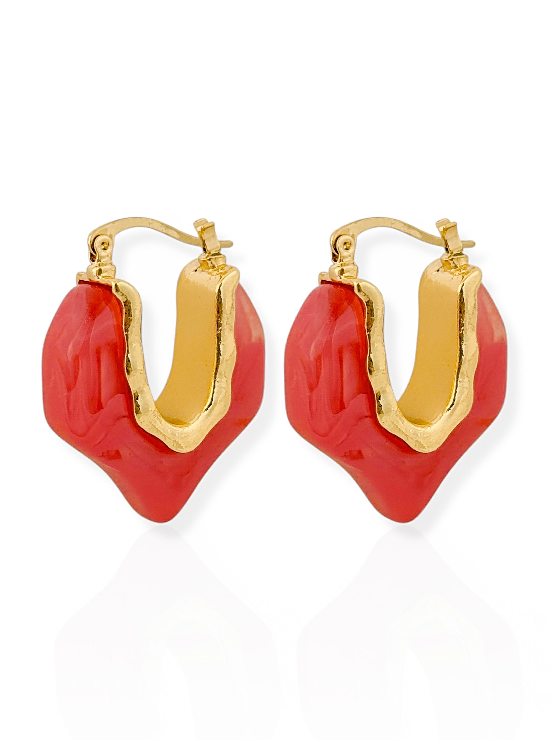 Brinco Folheado a Ouro 18k Argola Orgânica Resinada