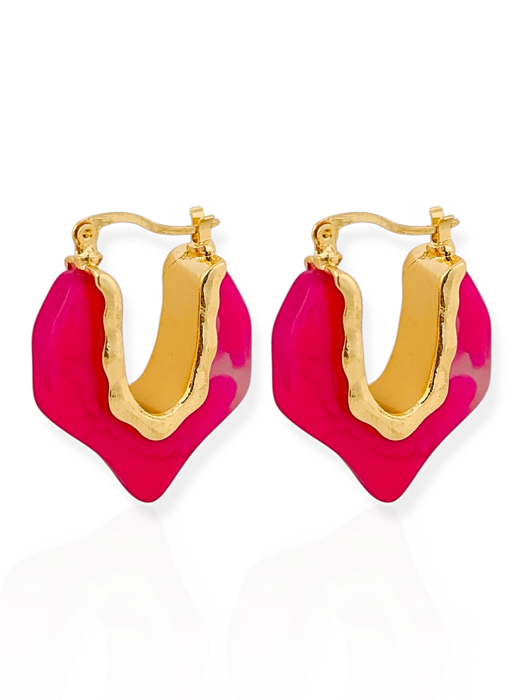 Brinco Folheado a Ouro 18k Argola Orgânica Resinada