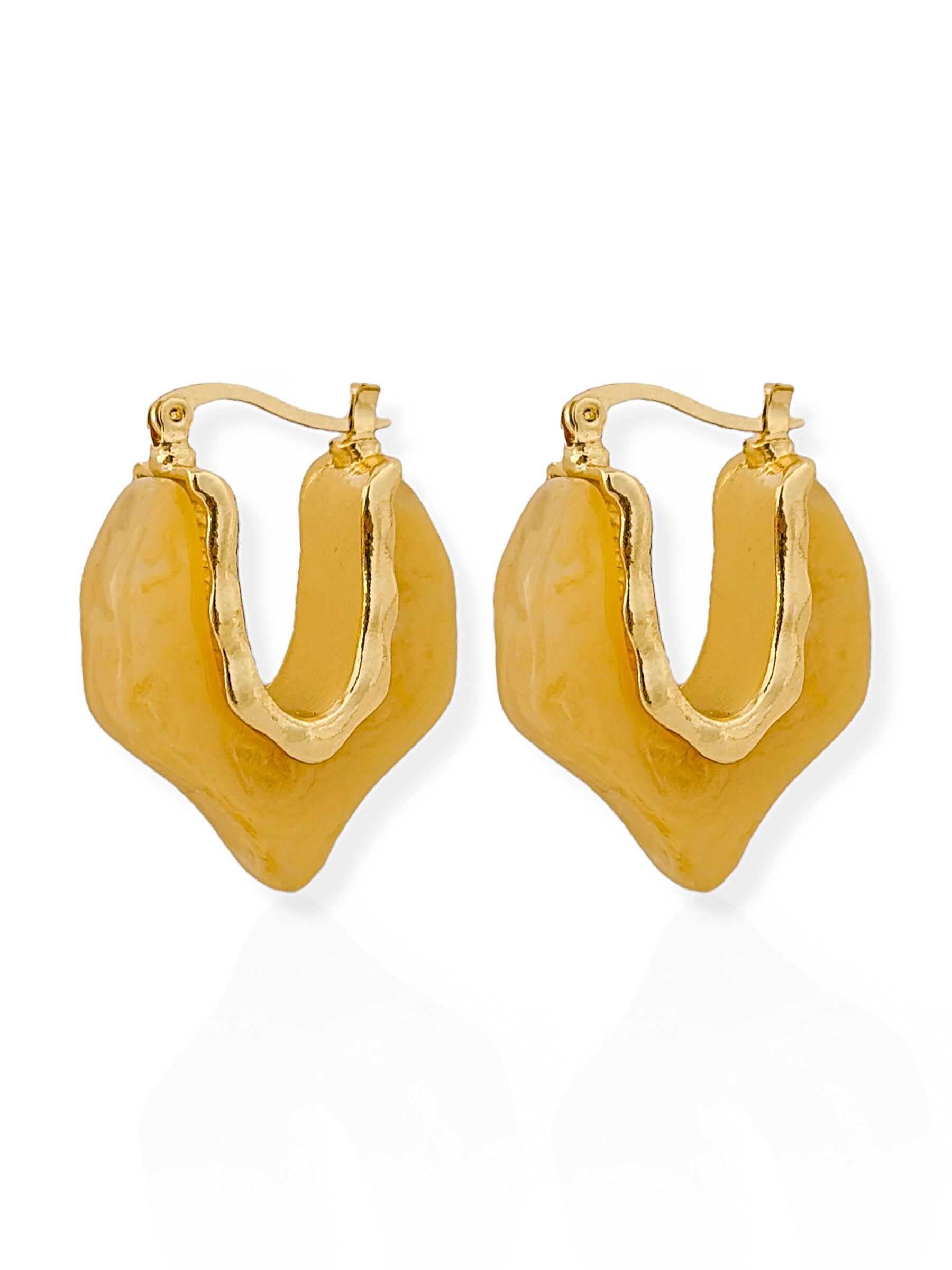 Brinco Folheado a Ouro 18k Argola Orgânica Resinada