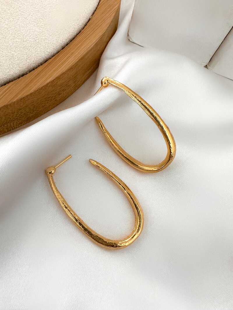 Brinco Folheado a Ouro 18k Argola Oval Lisa