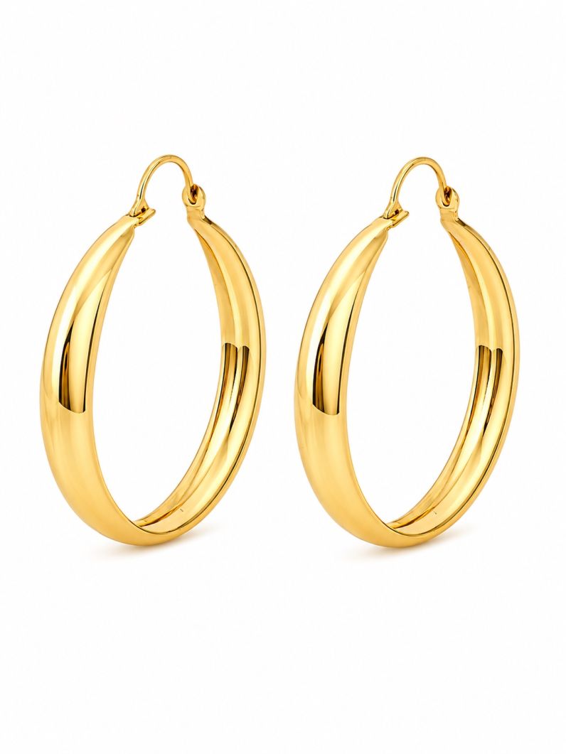 Brinco Folheado a Ouro 18k Argola Redonda Lisa