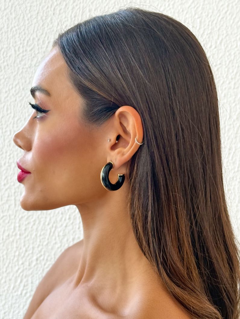 Brinco Folheado a Ouro 18k Argola Resinada