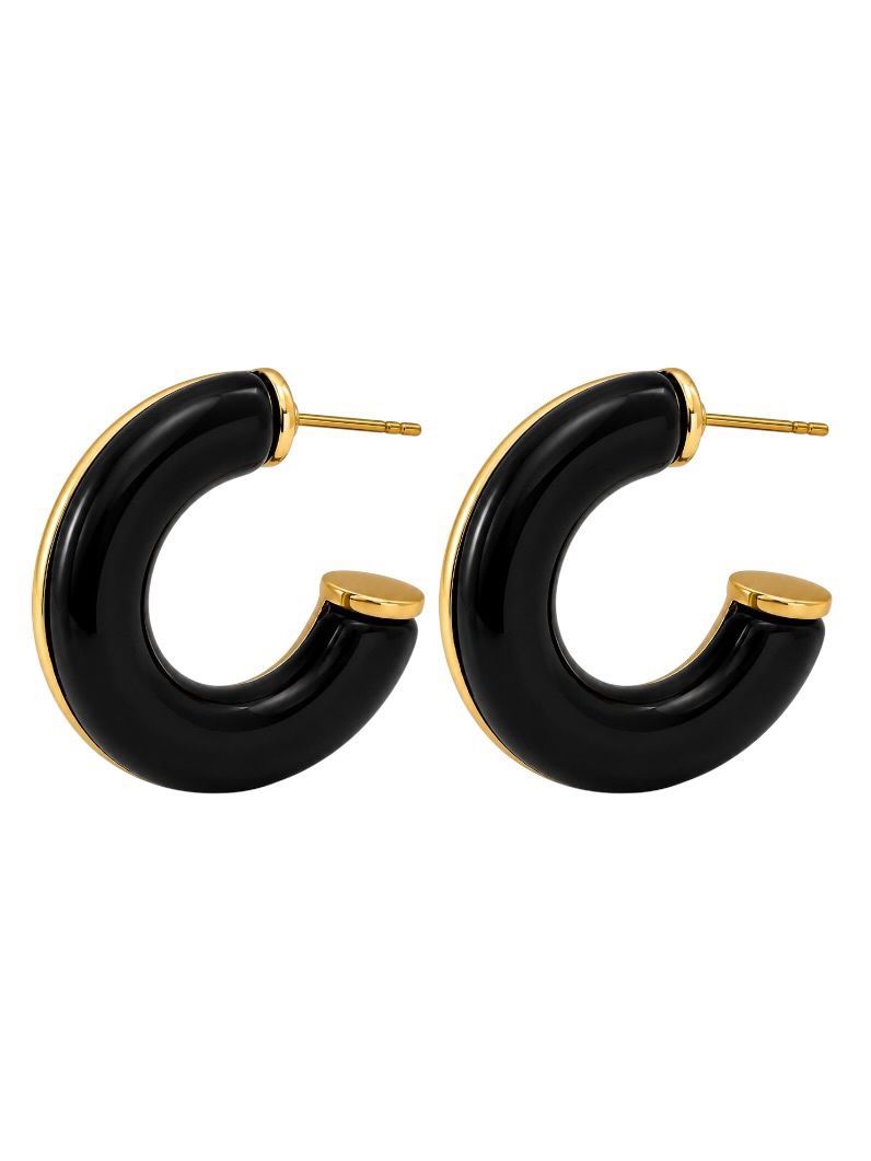 Brinco Folheado a Ouro 18k Argola Resinada