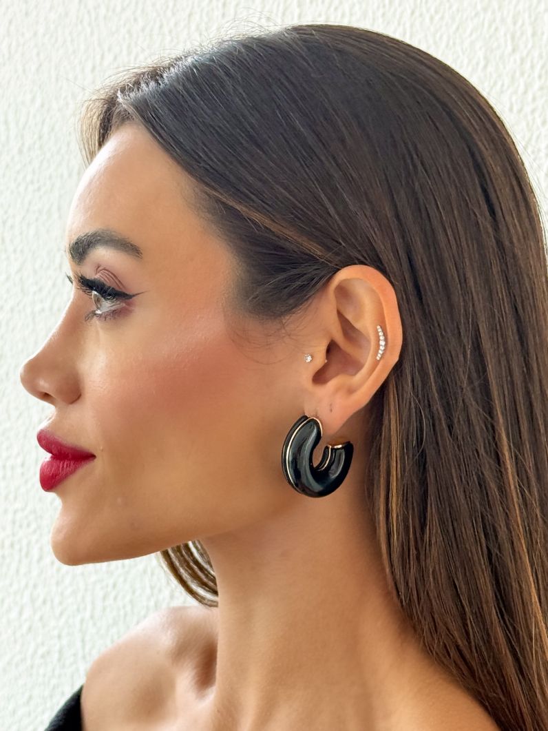 Brinco Folheado a Ouro 18k Argola Resinada