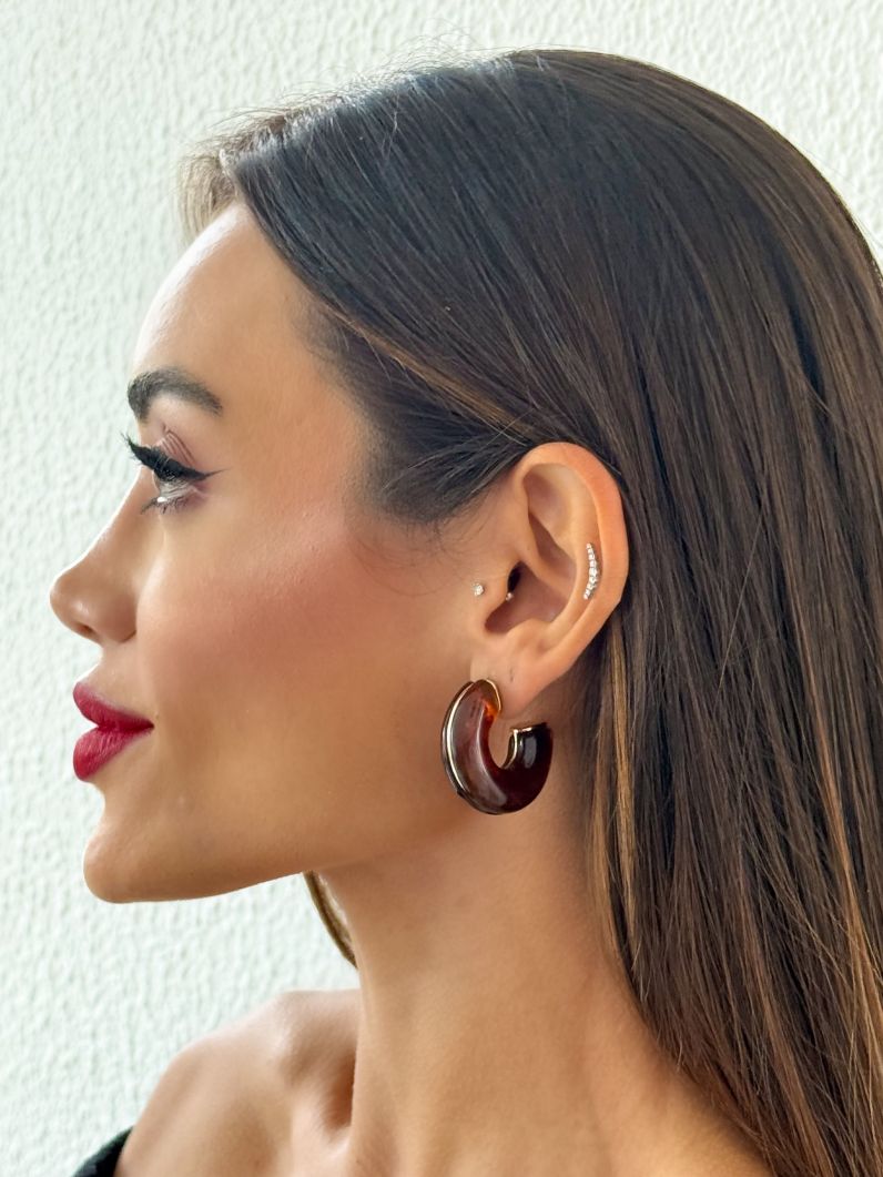 Brinco Folheado a Ouro 18k Argola Resinada