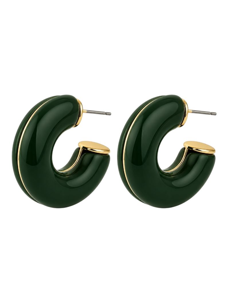 Brinco Folheado a Ouro 18k Argola Resinada