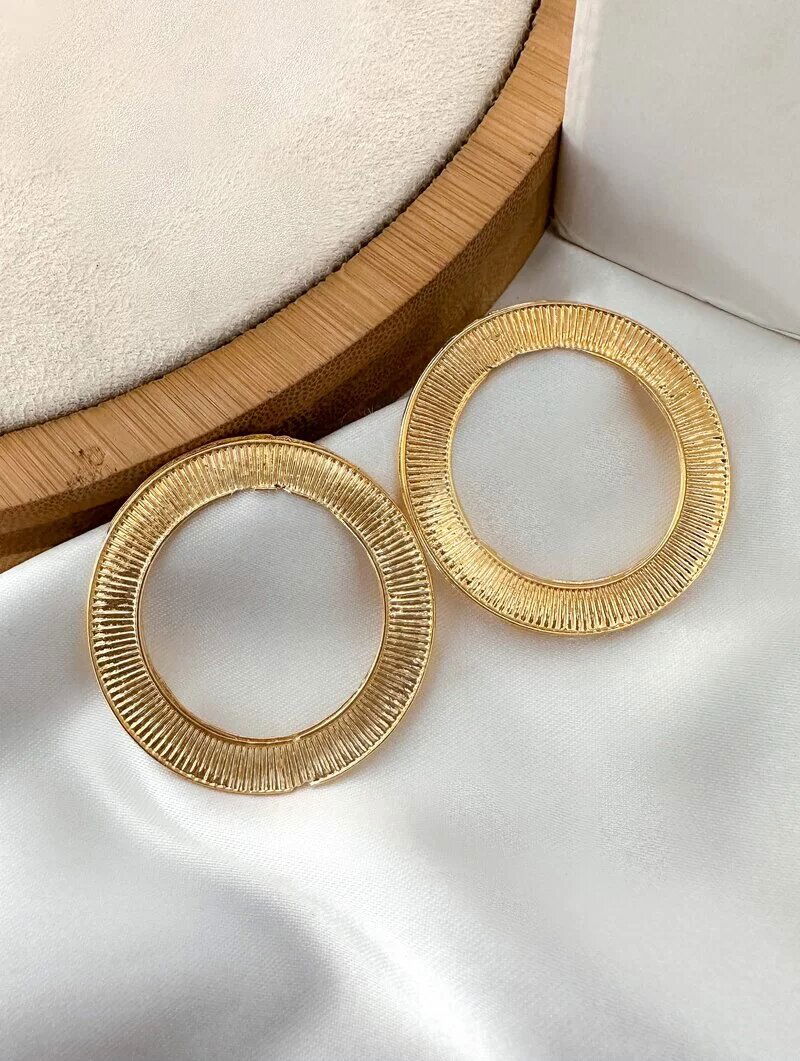 Brinco Folheado a Ouro 18k Argola Texturizada