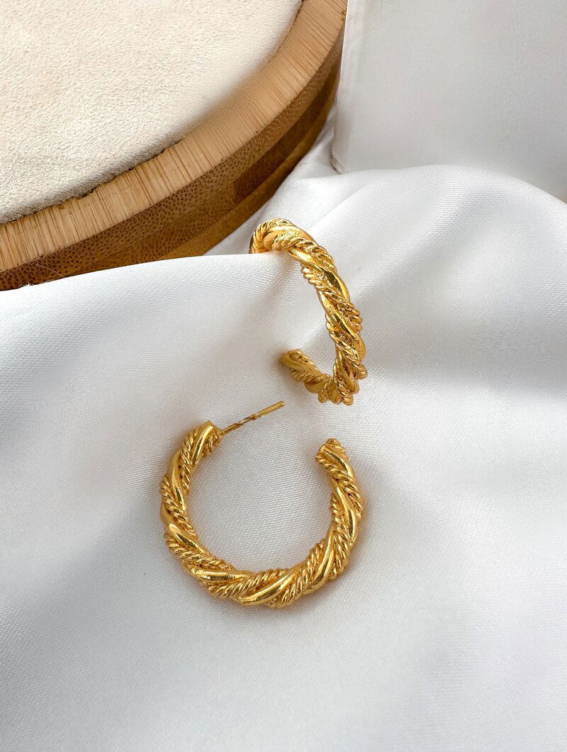 Brinco Folheado a Ouro 18k Argola Torcida