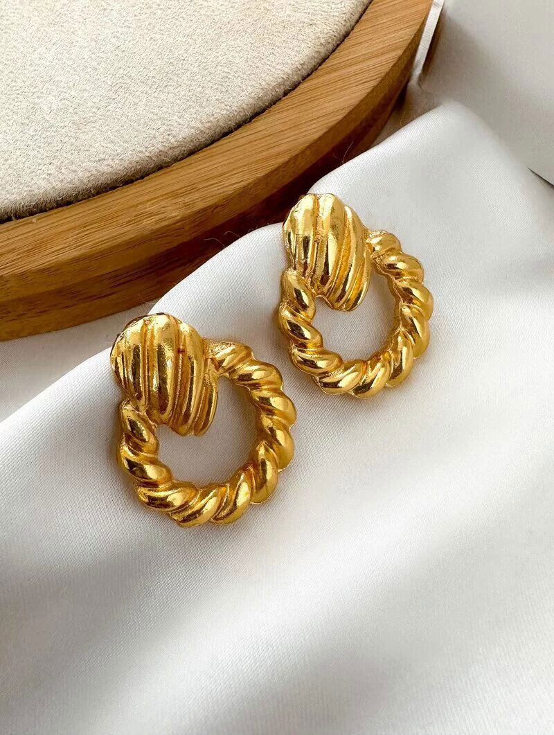 Brinco Folheado a Ouro 18k Argola Trançada