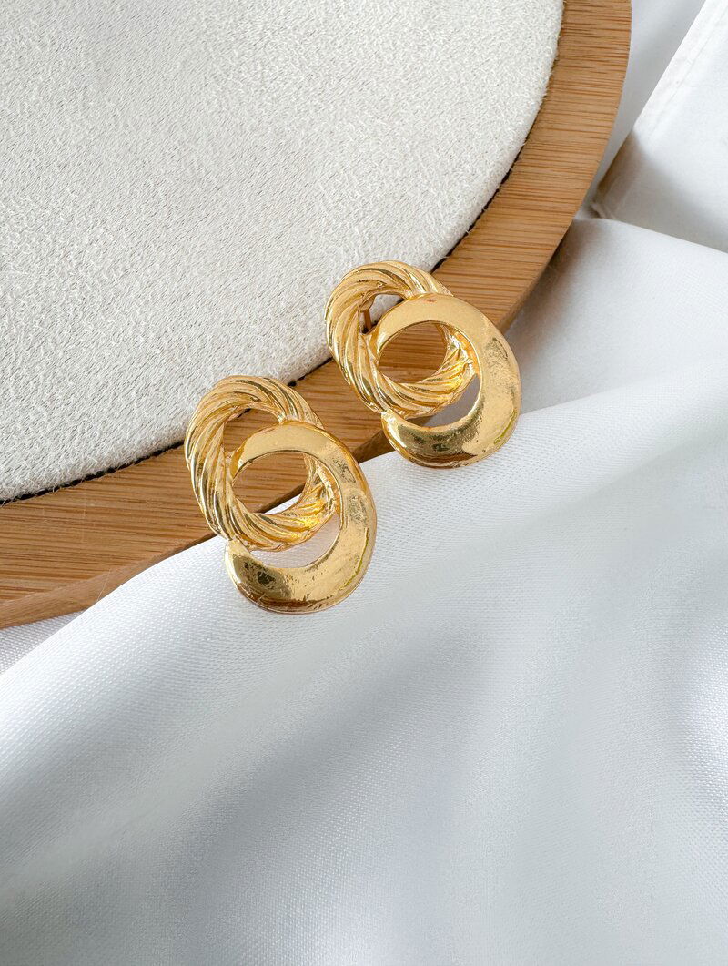 Brinco Folheado a Ouro 18k Argolas Duplas