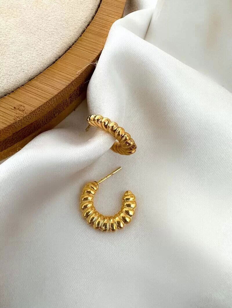 Brinco Folheado a Ouro 18k Argolinha Texturizada
