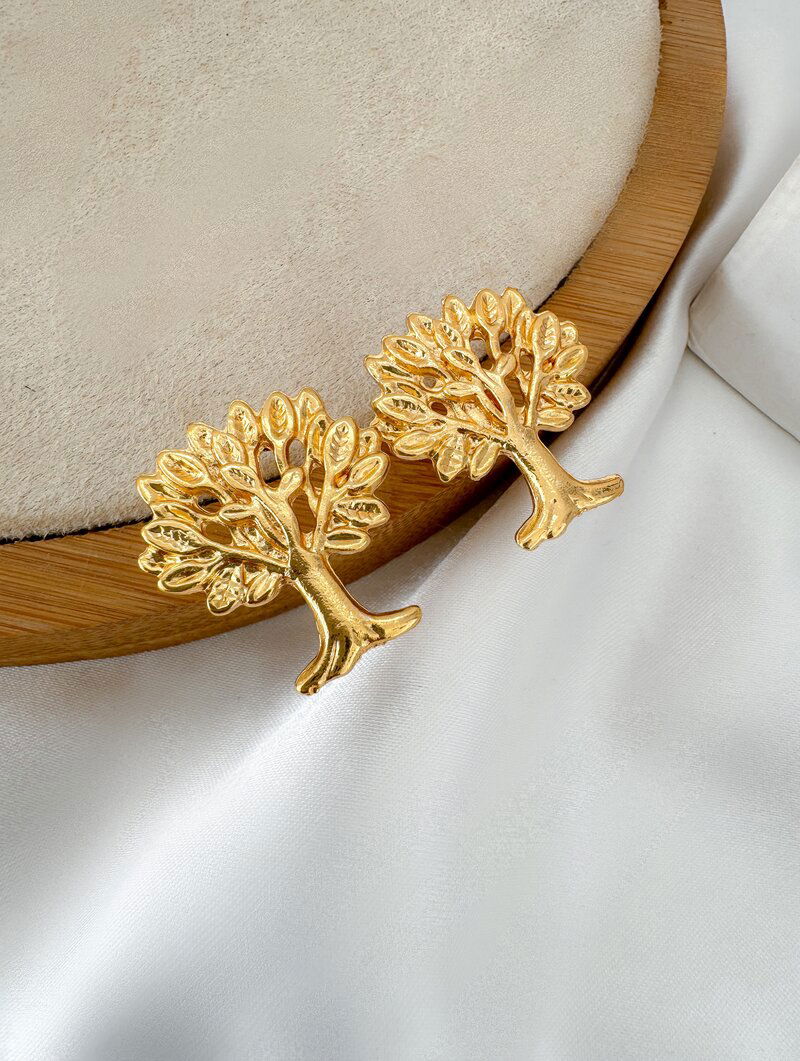 Brinco Folheado a Ouro 18k Árvore da Vida