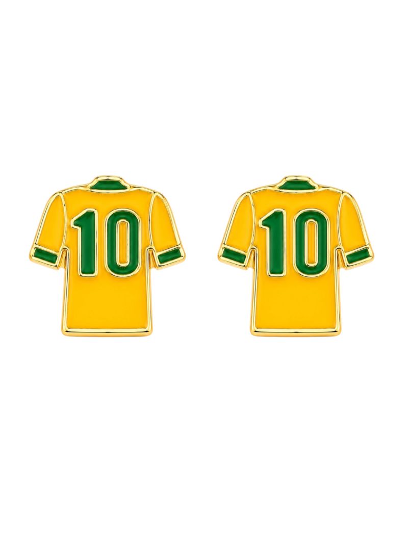 Brinco Folheado a Ouro 18k Camisa do Brasil