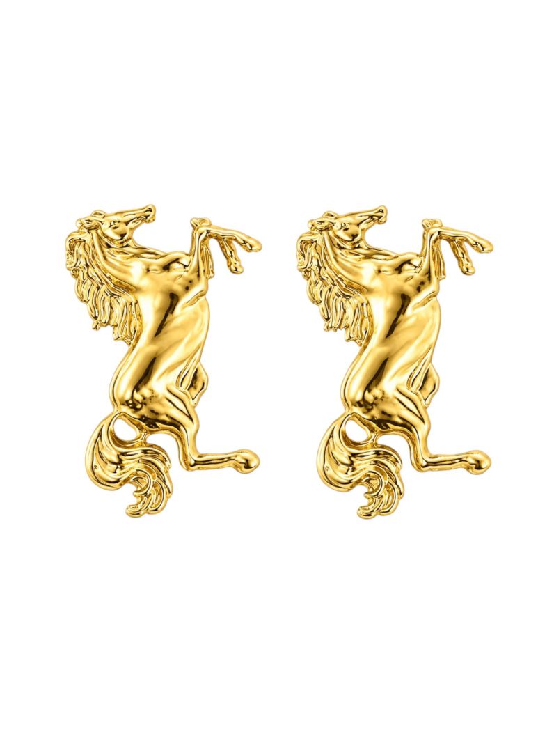 Brinco Folheado a Ouro 18k Cavalos