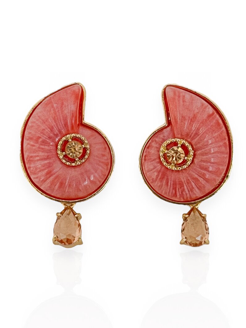 Brinco Folheado a Ouro 18K Conchas Coloridas com Ponto de Luz