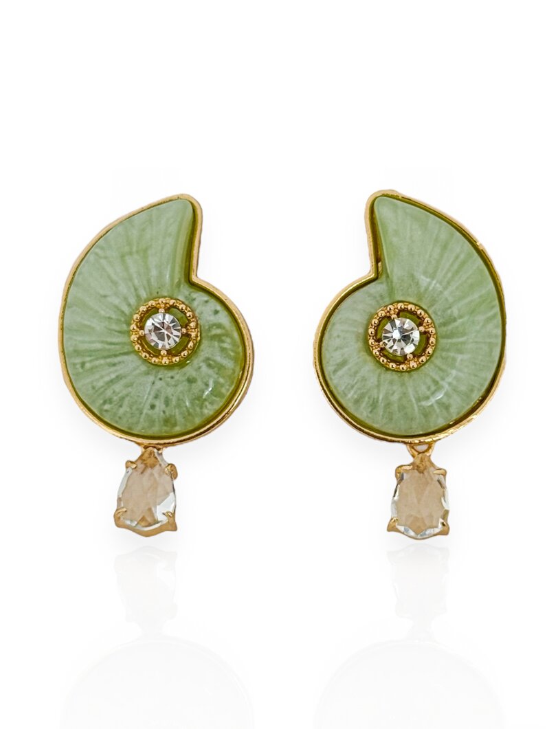 Brinco Folheado a Ouro 18K Conchas Coloridas com Ponto de Luz