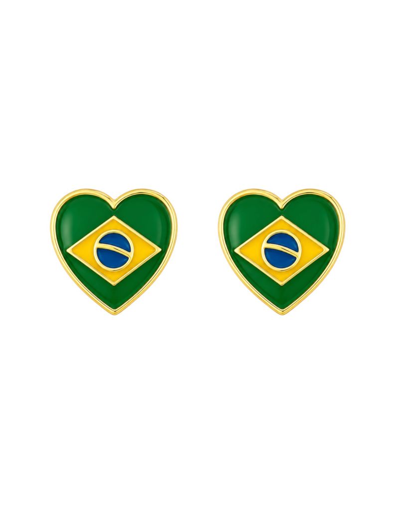 Brinco Folheado a Ouro 18k Coração Design Brasil