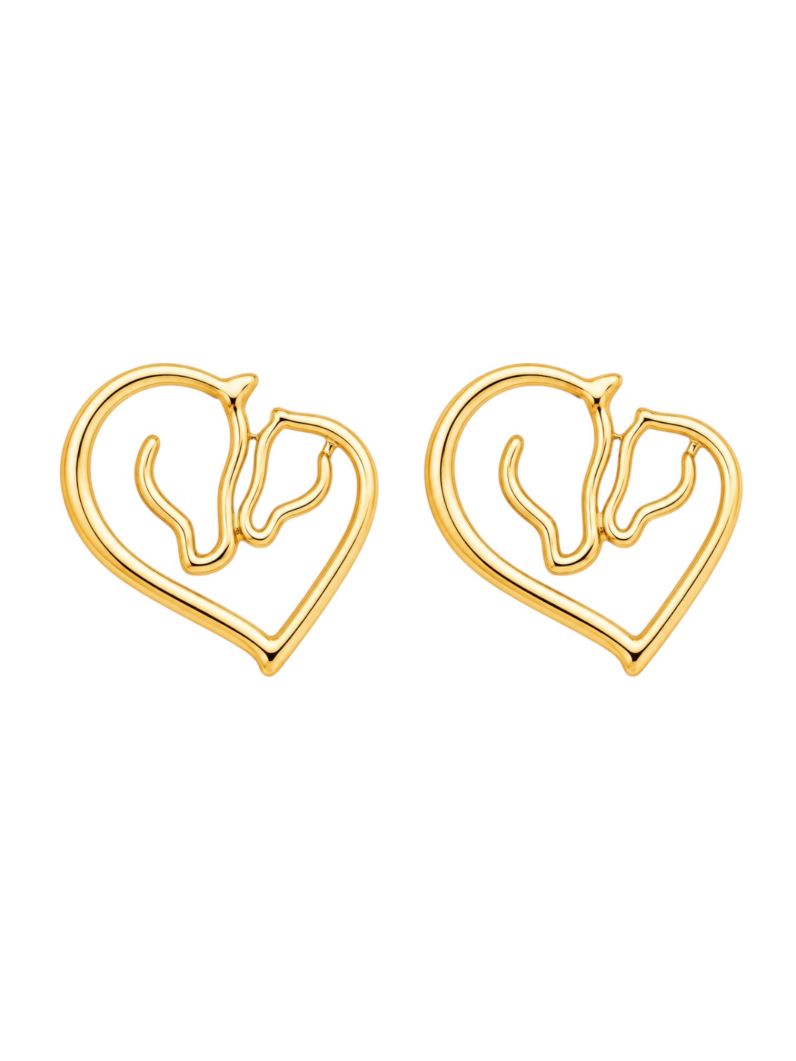 Brinco Folheado a Ouro 18k Coração Design Cavalo