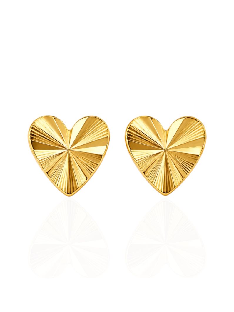 Brinco Folheado a Ouro 18k Coração Texturizado