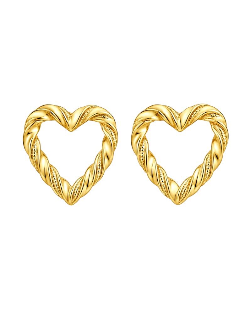 Brinco Folheado a Ouro 18k Coração Torcido