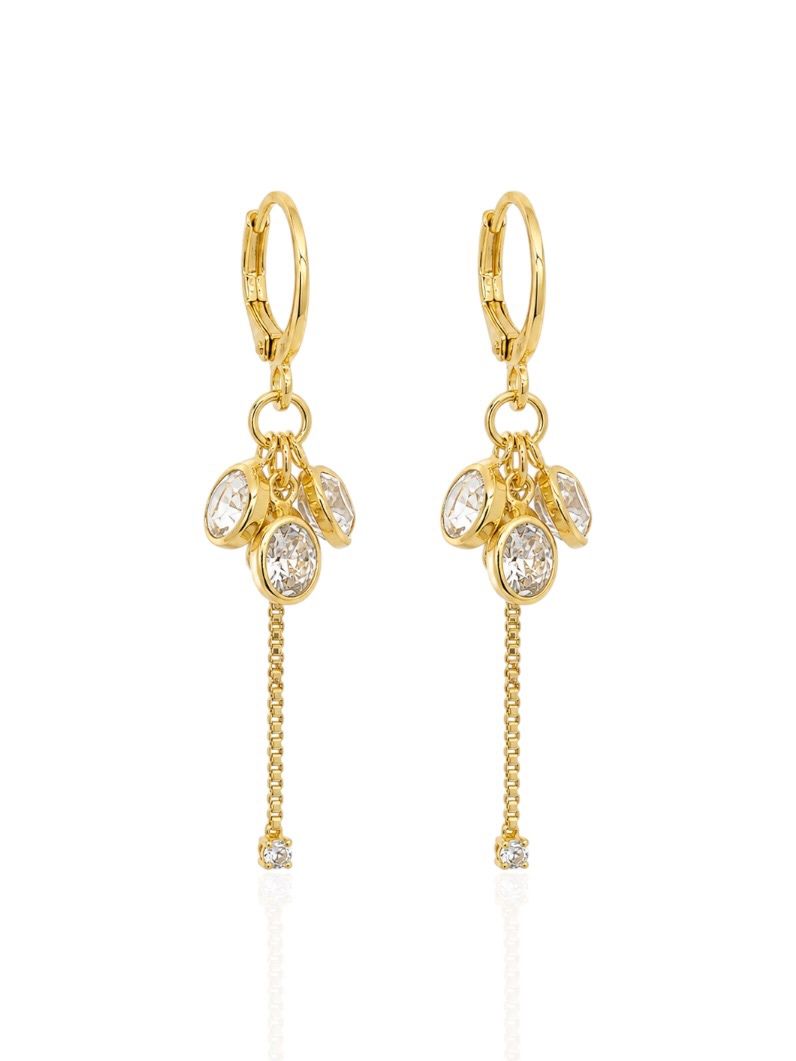 Brinco Folheado a Ouro 18k Cristais Modernos