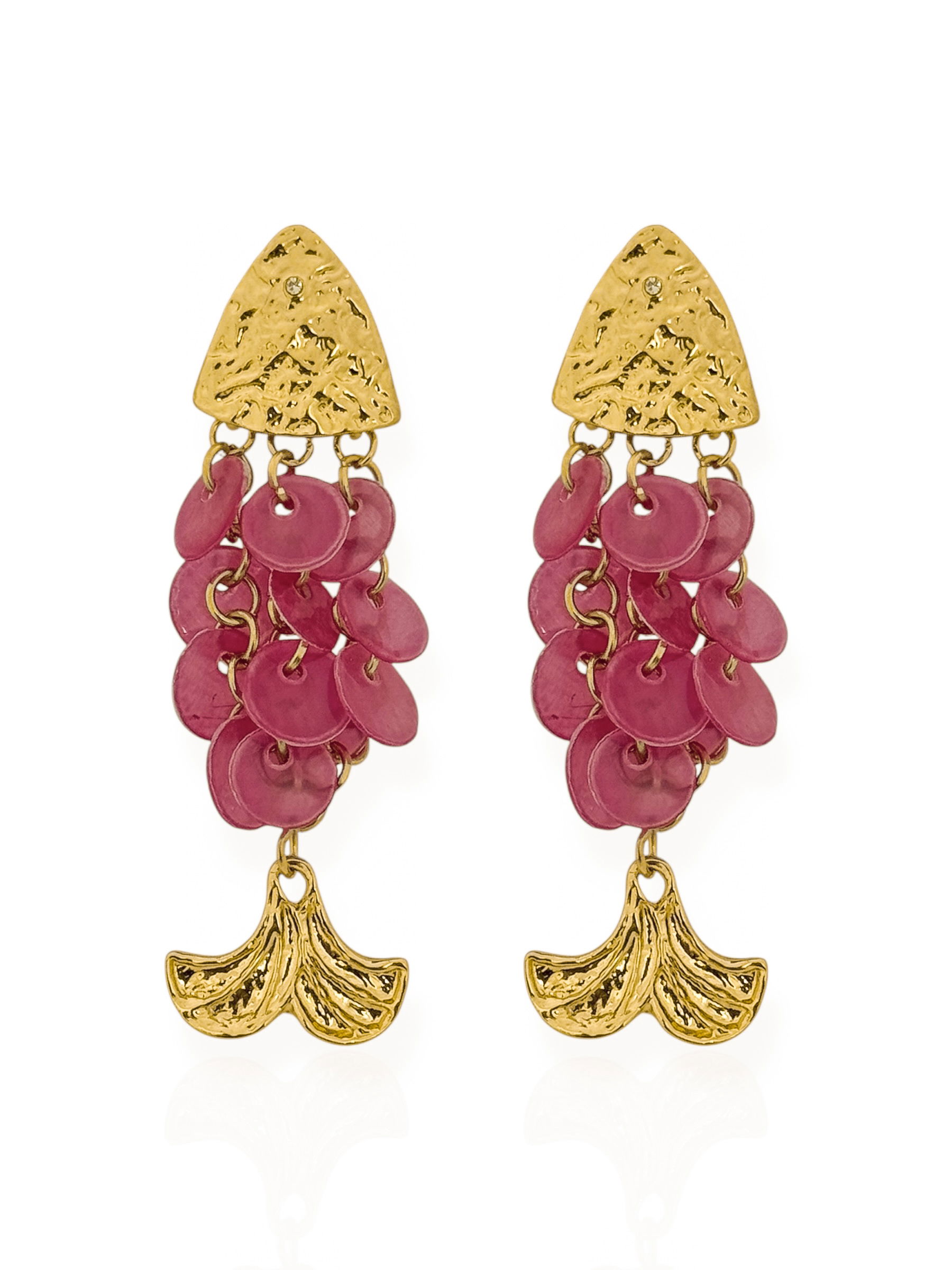 Brinco Folheado a Ouro 18k Deisng Peixei Com Círculos Coloridos