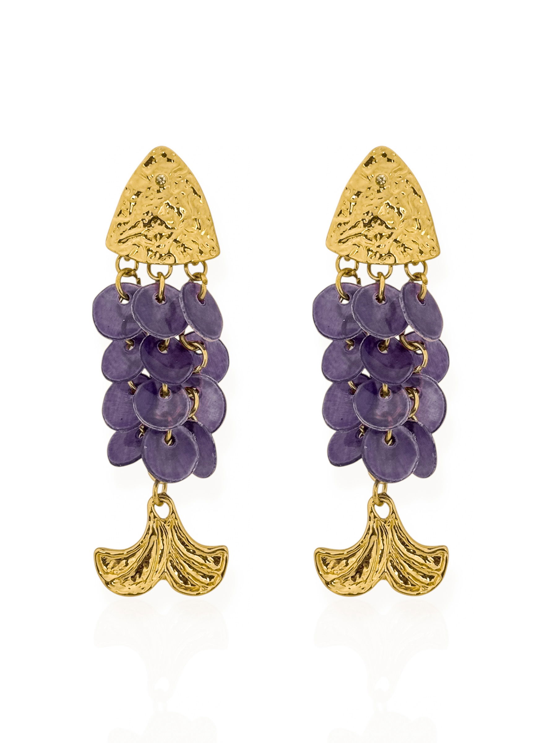 Brinco Folheado a Ouro 18k Deisng Peixei Com Círculos Coloridos