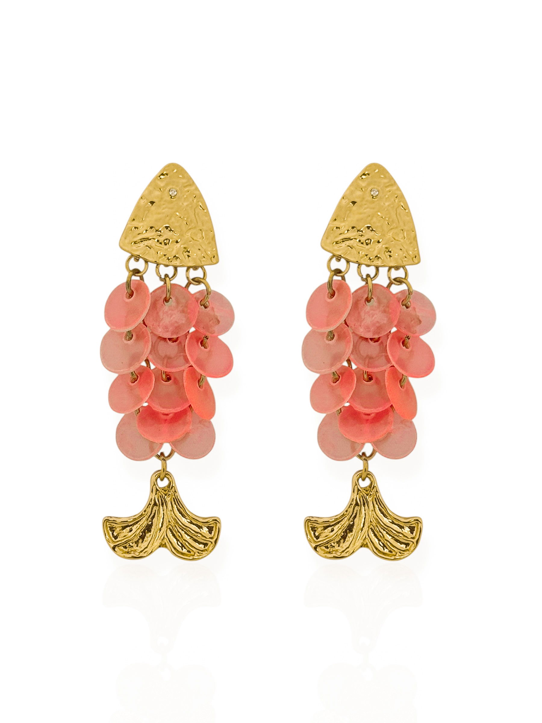 Brinco Folheado a Ouro 18k Deisng Peixei Com Círculos Coloridos