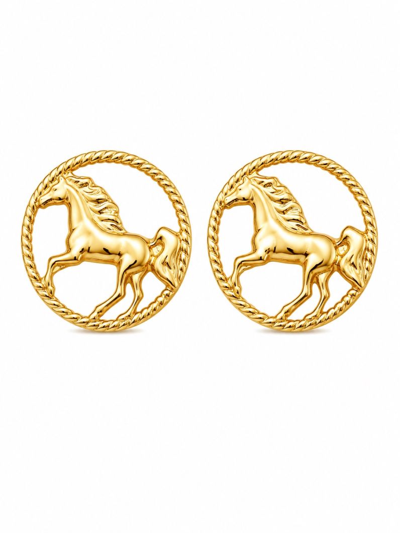 Brinco Folheado a Ouro 18k Design Cavalo