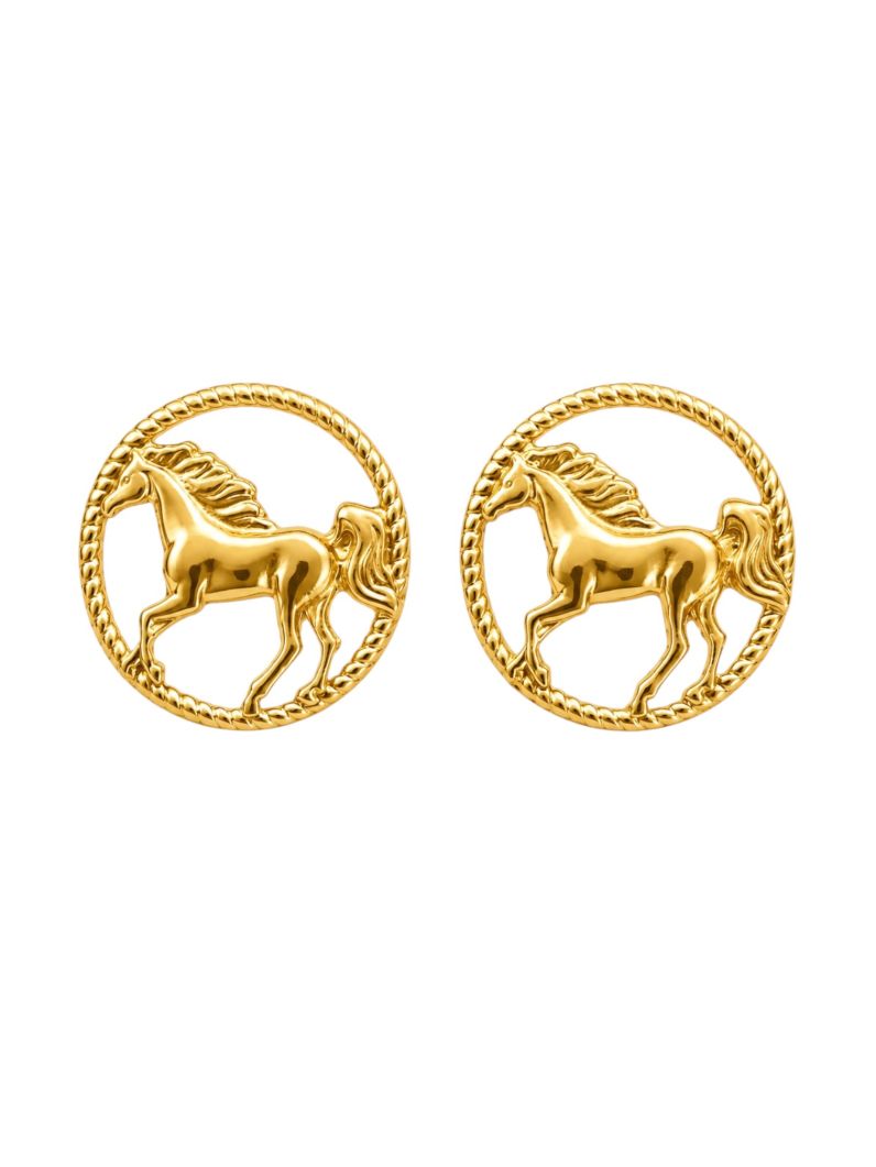 Brinco Folheado a Ouro 18k Design Cavalo Vazado