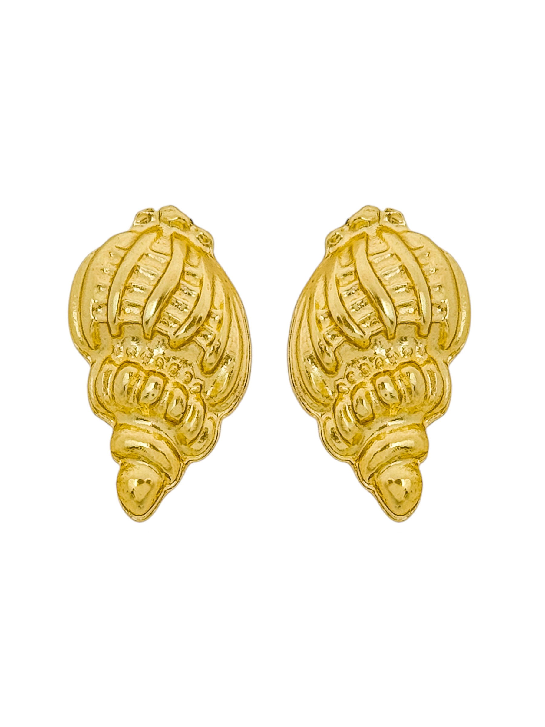 Brinco Folheado a Ouro 18k Design Concha Texturizada