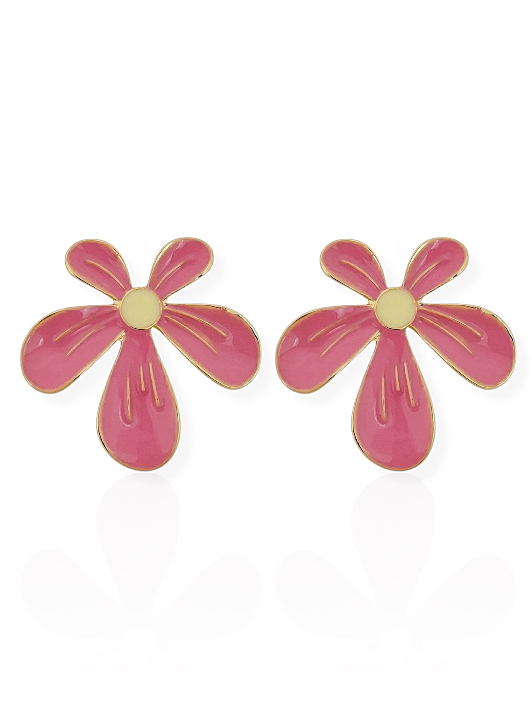 Brinco Folheado a Ouro 18k Design Flor Resinada