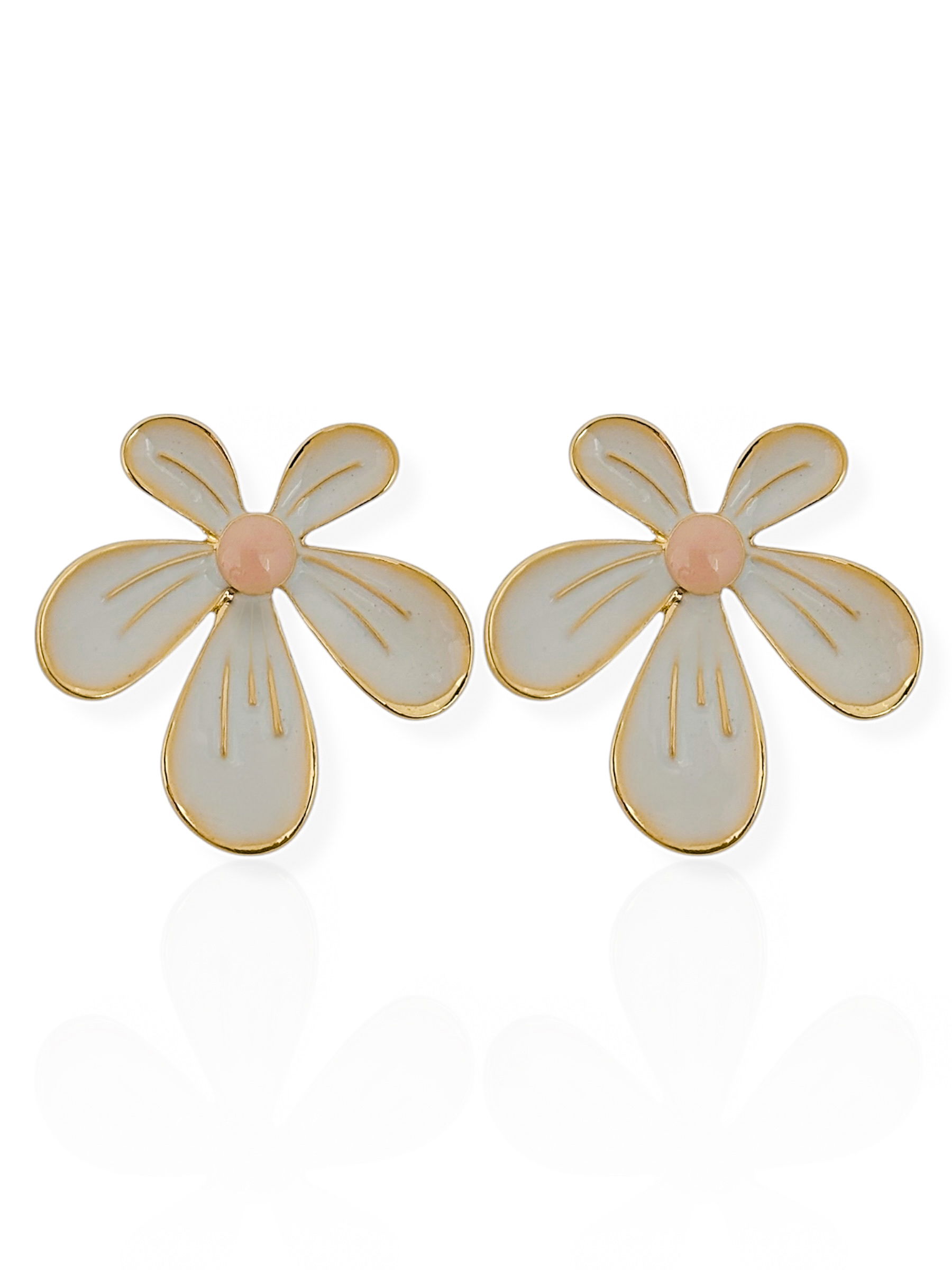 Brinco Folheado a Ouro 18k Design Flor Resinada