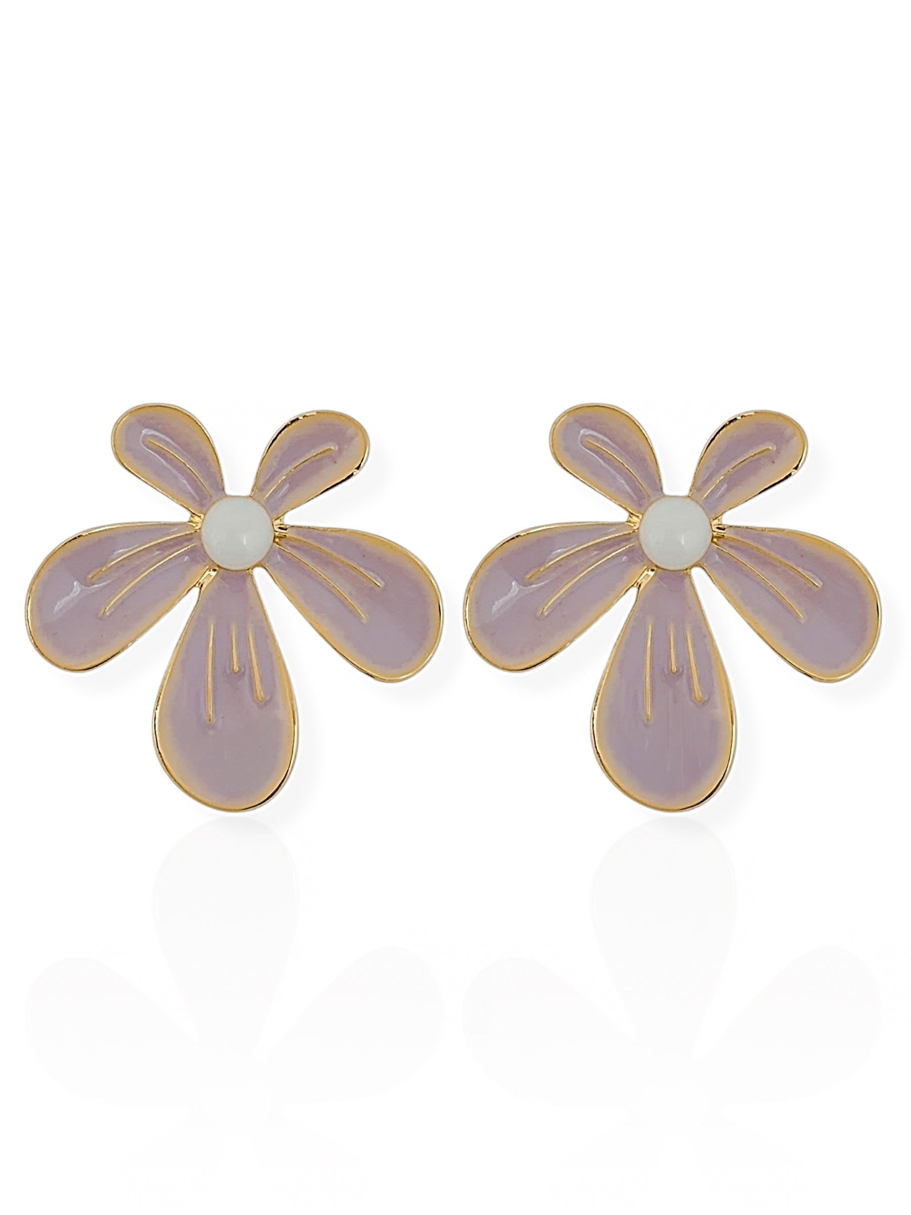 Brinco Folheado a Ouro 18k Design Flor Resinada